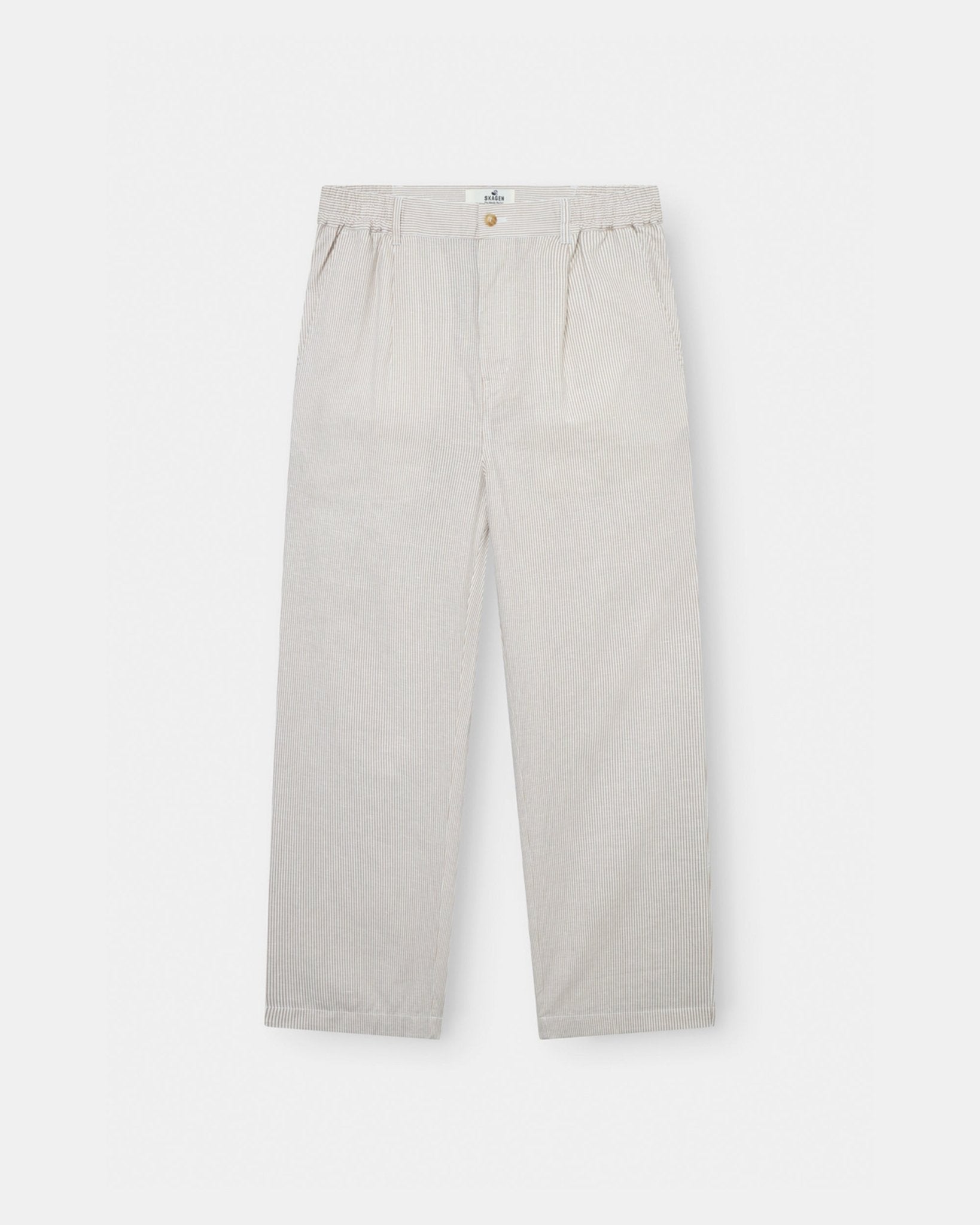 Baggy Hørbukser Beige stribet | Skagen - clothing.dk